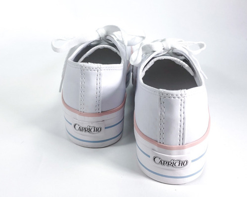 Imagem 3 de 5 de Tênis Feminino Capricho Cano Curto Plataforma Branco
