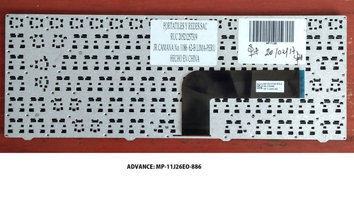 Teclado Para Laptop Advance Mp-11j26eo 886 / Mp-11j26eo-3601