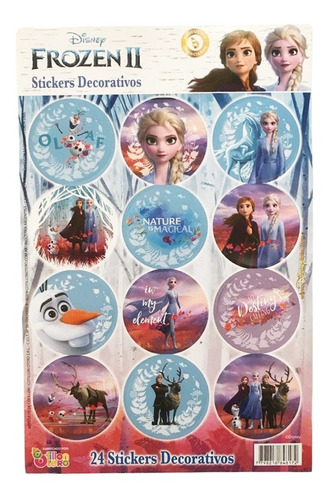 Plancha Stickers Para Cumpleaños X 24u Frozen