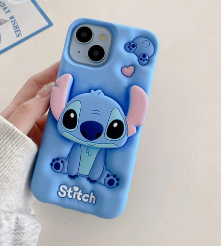 Funda De Stich Con Pop Para Iphone 13pro 13 Pro Importado Celeste