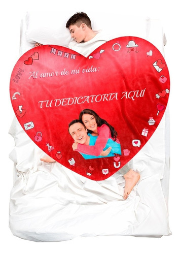 Manta Inestampable Corazón dedicatoria color rojo con diseño corazón de 150cm x 150cm