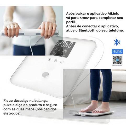 Balança Bioimpedância 8 Eletrodos Corporal Digital Com App