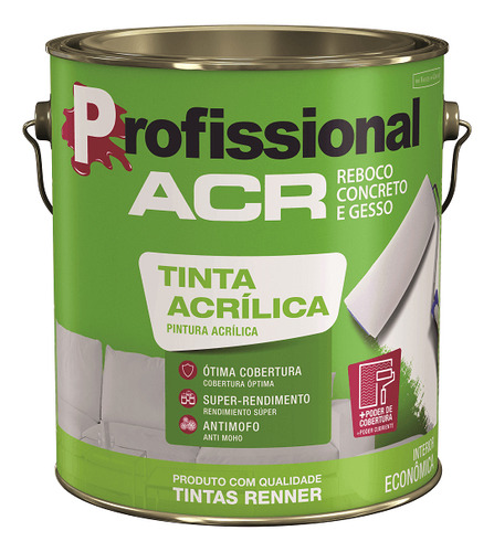 Tinta Acrílica Profissional Acr Fosco 3,6l Renner Cor Palha