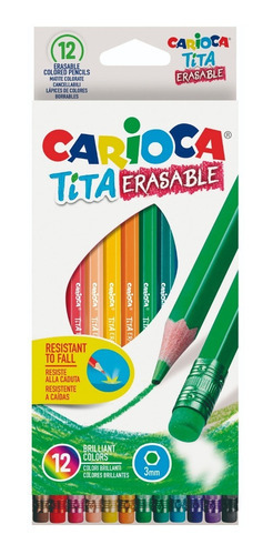 Imagen 1 de 4 de Lapices Color Carioca Tita Erasable X 12 Designed In Italy