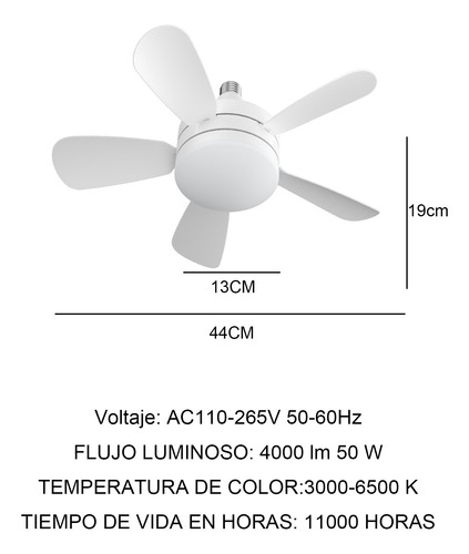 50w Luces De Techo Con Ventilador Con Mando A Distancia 6pcs Blanco