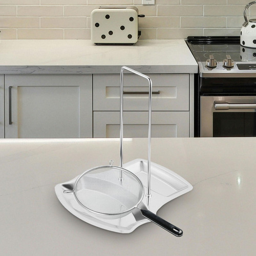 Reposacucharas De Acero Inoxidable Con Soporte For Plateado
