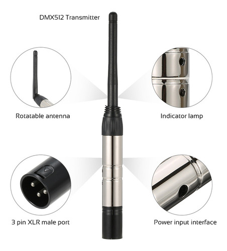 Kit De Transmisor-receptor Dmx512 Portátil De 2,4 G Ism, 4 P