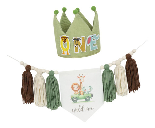 Crown Hat First Birthday Con Sombrero De Dibujos Animados