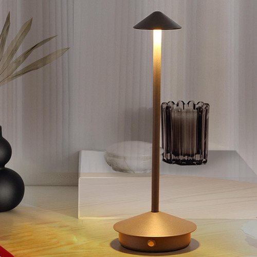 Lámpara De Mesa De Noche Led Luz De Noche Negro 11x35cm