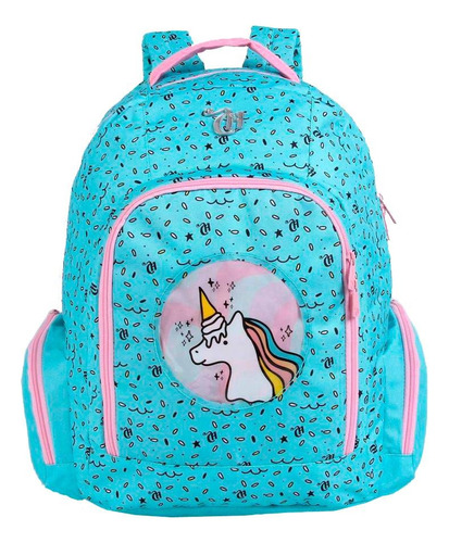 Mochila Poliéster De Costas Capricho Unicórnio 11306 - Dmw Cor Azul