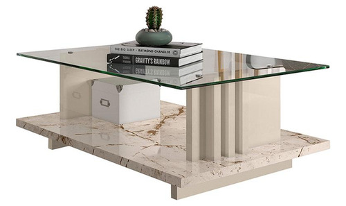 Mesa De Centro Frizz Calacata/off White - Madetec Cor Calacata/ Off White