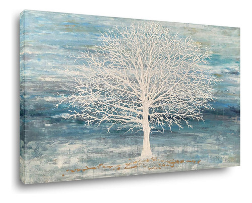 Lona Decorativo Pintado Mano Árbol Blanco, Pintura De ...