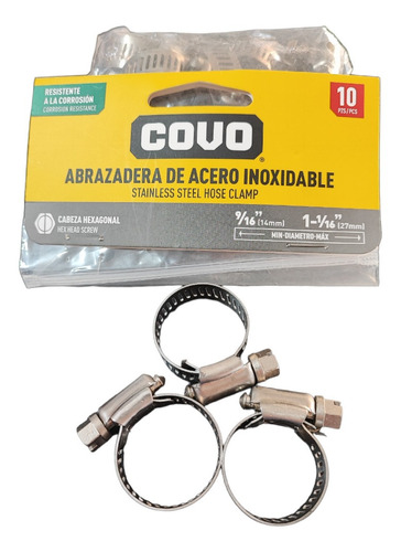 Abrazadera Cremallera Inox 9/16 A 1 1/16 Covo Pack 3und