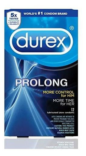 Durex Condom Prolong - Condones De Látex Natural, 12 Unidad