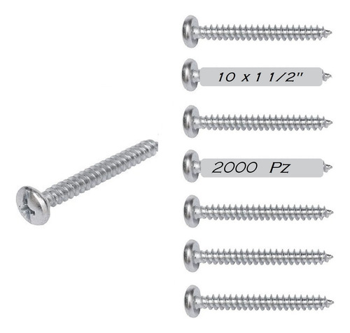 Pija Lamina Cabeza Combinada 10 X 1 1/2 Galvanizada (2000pz)