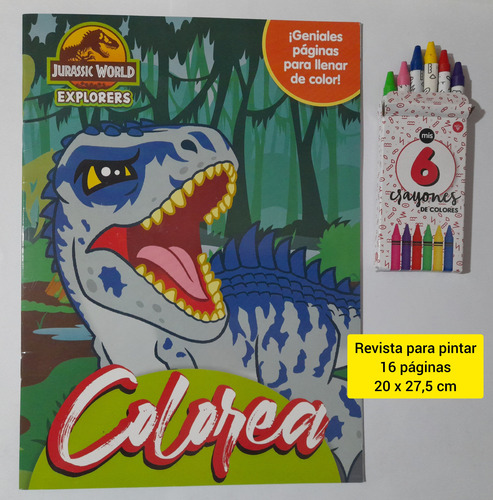 Pack Dinos: Revista + Crayones +stickers + 2 Dinos P/ Armar