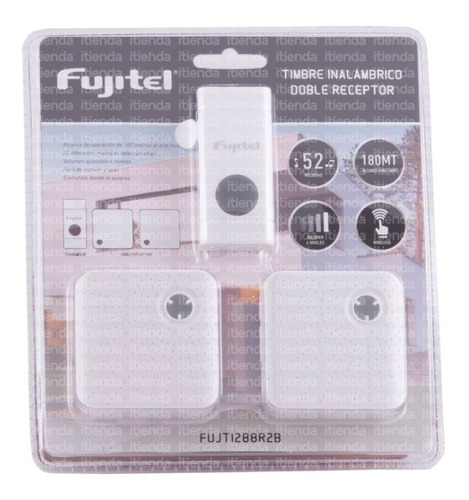 Imagen 4 de 4 de Fujitel Timbre Inalámbrico Doble 52 Melodias Itienda