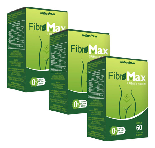 Combo 180 Caps Fibromax Regulador Intestinal Natural Sabor Sem Sabor