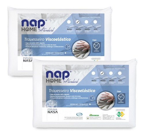 Kit 2 Travesseiros Super Nasa - Altura 12cm - Nap Home