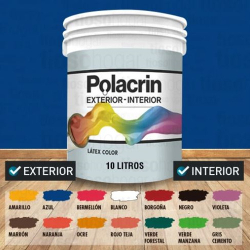 Pintura Premium Polacrin 10 Lts Bermellon Alto Rendimiento
