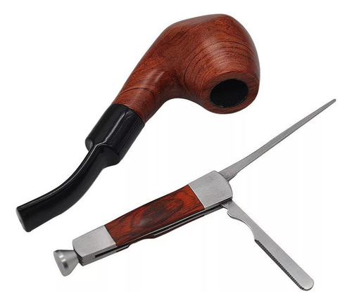Pipa De Acero Inoxidable De Madera Roja Para Fumar Tabaco