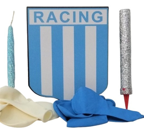 Adorno Torta Racing-pack Escudo,velon,bengala Y Globos