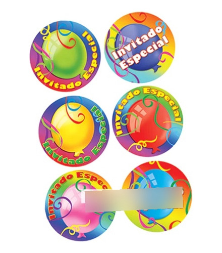 Distintivo Sticker Cumpleaños Globos Fiesta C/24pz