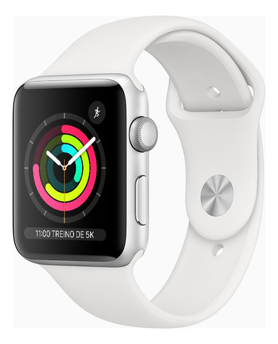 Apple Watch  Series 3 (GPS) - Caixa de alumínio prateado de 42 mm - Pulseira esportiva branco