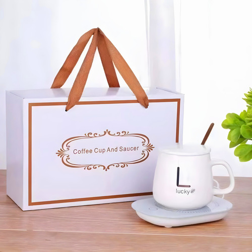 Taza Con Calentador Electrico 55° Taza De Café Y Bebidas Blanco
