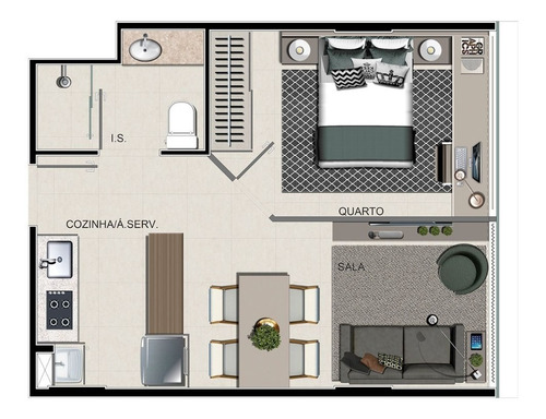 Imagem 5 de 8 de Apartamento De 1 Quarto No Noroeste