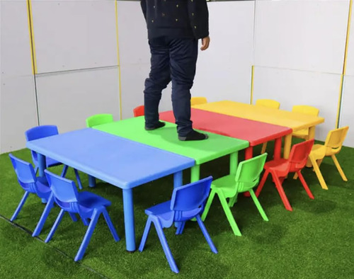 Mesa Rectangular Infantil Amarillo Con 6 Sillas Envío Gratis