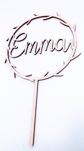 Imagen 1 de 4 de Topper Cake Cartel Nombre Circulo - Mdf / Fibrofacil