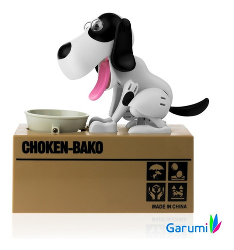 Imagen 5 de 10 de Alcancia Perrito Perro Come Monedas Negro Con Blanco H8001