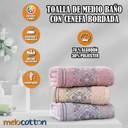 Toalla De Medio Baño 140x70cm Suave Y Absorbente- 400 Gramos Color Azul petróleo 7 Bordada