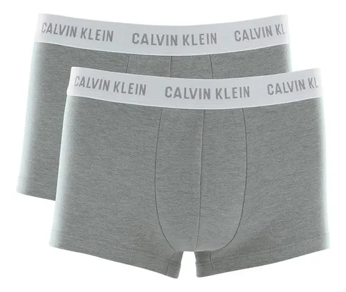 Kit 2 Cuecas Boxer Algodão Cotton Confortável Calvin Klein Cinza Liso M