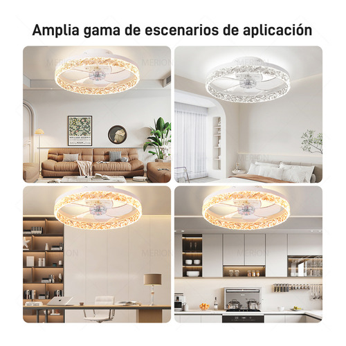 Abanico Ventilador De Techo Lampara Moderno Control Remoto Inteligente Led Estructura Blanco MERION