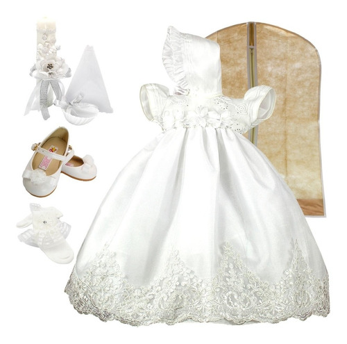 Vestido Bautizo Niña + Kit De Vela + Zapatos + Calcetas Daen | Meses sin intereses Vestido Bautizo Niña + Kit De Vela + Zapatos + Calcetas Daen | Meses sin intereses