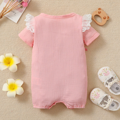 Mameluco Verano De Algodón Mono Bebé Con Estampado 0-24meses Rosa 9-12 M