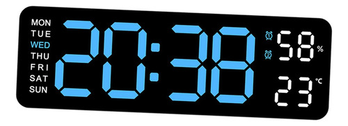 Reloj De Pared Led Reloj Despertador Azul Claro Negro