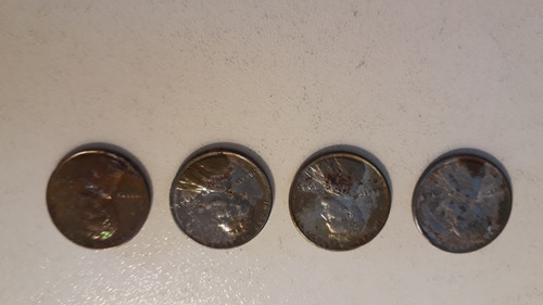 Lote De 4 Moedas 1 Cent De Dólar De Aço 1943 P/ Colecionador (Usado)