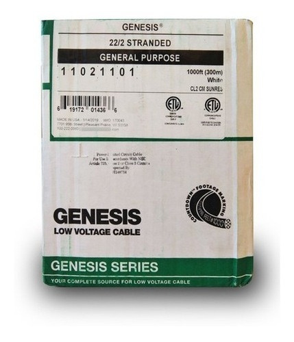 Bobina Cable Genesis 304 Mts 11021101 22 Awg 2 Conductores