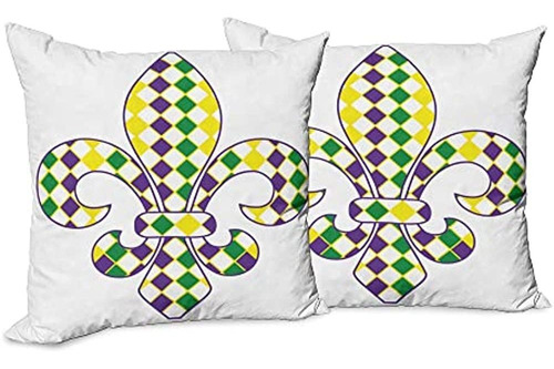 Ambesonne Mardi Gras - Funda Decorativa Para Cojín, Paquete 