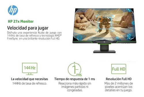 Imagen 7 de 10 de Monitor Hp 27x Gaming 27 Led De 144 Hz Con Amd Freesync