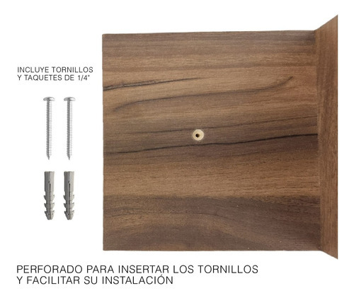 Imagen 3 de 8 de Repisa Esquinero Estante Flotante De Madera 3 Niveles 85x15 Color Nogal Terracota