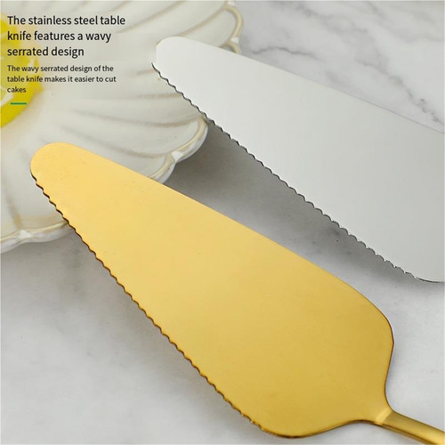 Juego De Tenedor Y Cuchillo Para Pastel De Acero Inoxidable