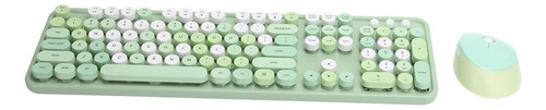 Teclado Sem Fio Verde De 2,4 Ghz 104 Teclas E Conjunto De Mo