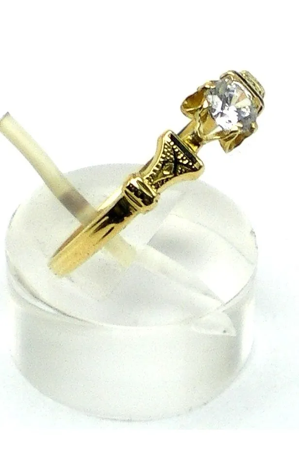 Anillo De Oro 18 Kt Y Zafiro Blanco Solitario