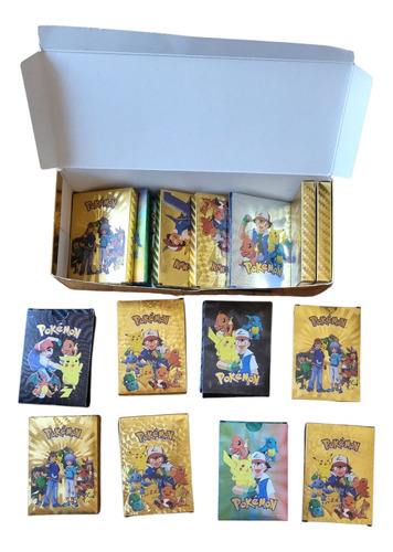 Pokemon Cartas Metalizado Pack 6 Cajas Varios Colores Lindos Doradas Y Varios