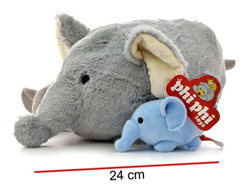 Mama Elefante Con 2 Hijitos - Original Phi Phi Toys