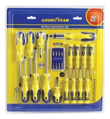 Set Herramientas 25 Piezas Goodyear  - Philips/plana/torx